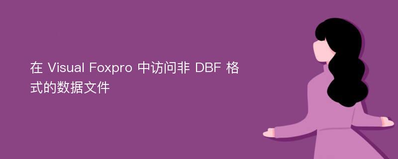 在 Visual Foxpro 中访问非 DBF 格式的数据文件